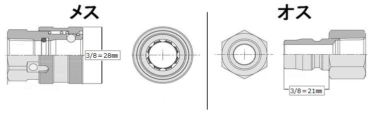 3/8ワンタッチカプラーサイズ